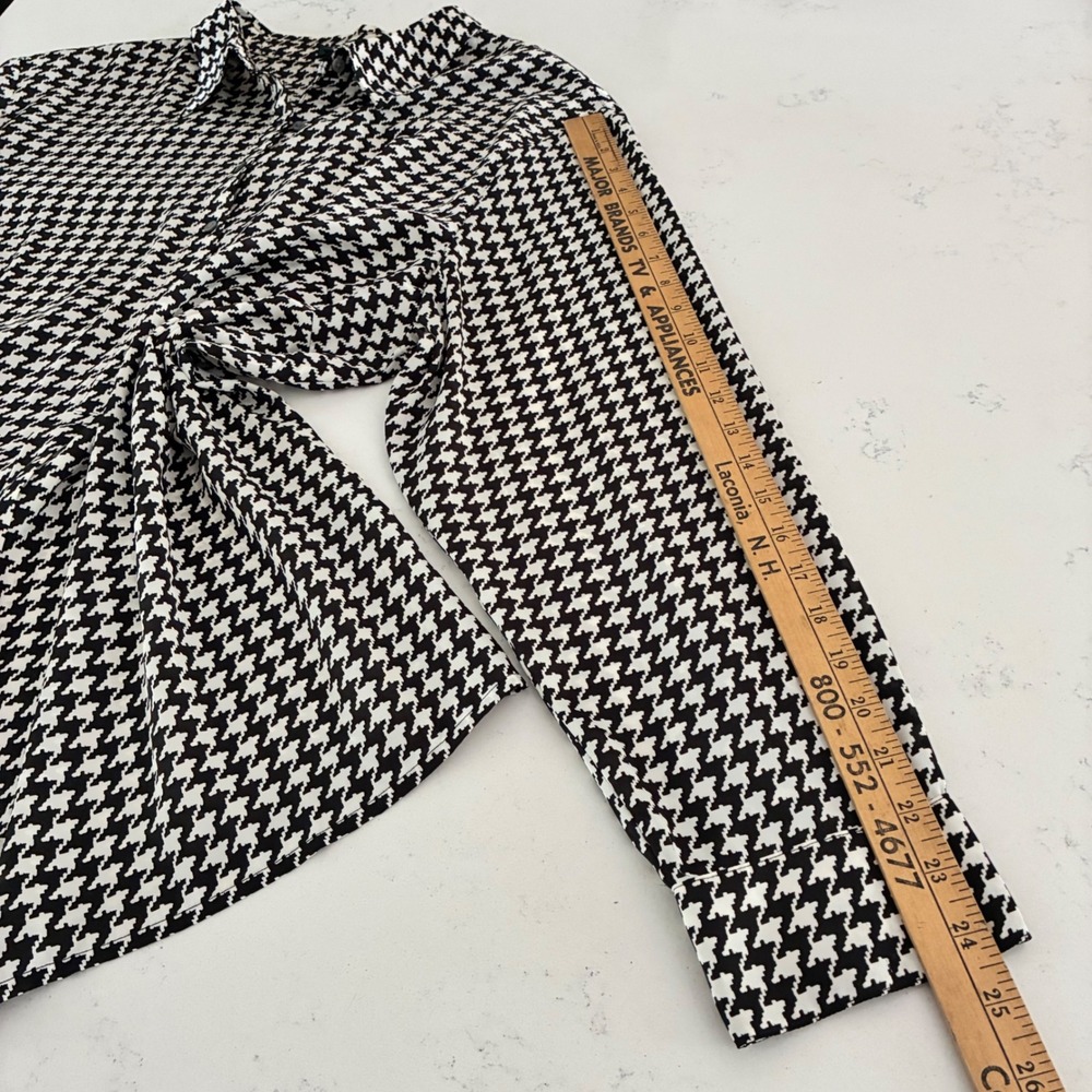 Lauren Ralph Lauren Shirt 3X Houndstooth Blouse Office Sophisticated Preppy - Picture 8 of 9